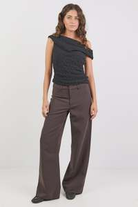 Womens Pants: Fierce Chocolate Low Rise Stretch Wide Pants