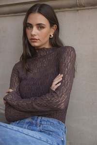 Giving Chocolate Lace Long Sleeve Top