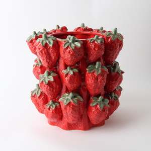 Ceramic Strawberry Vessel Vase