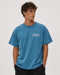 Address Text T-Shirt - Overdye Moroccan Blue