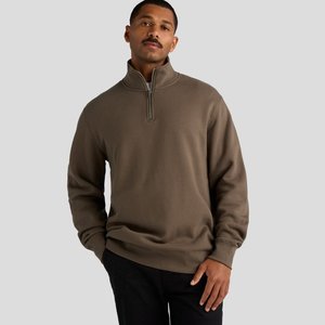 Stencil Half Zip Crew - Walnut