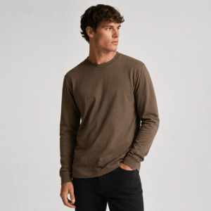 Mens: Classic Long Sleeve Tee - Walnut