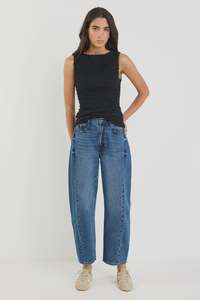 Varsity Deep Blue Forward Seam Barrel Jeans