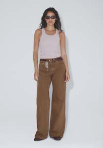Rhue Low Wide Jean - Washed Teak