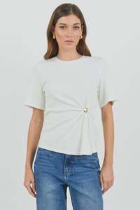 Helm White Waist Buckle Short Sleeve Tee