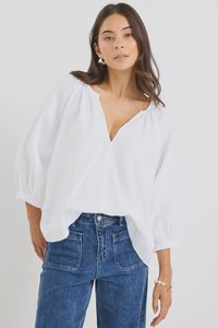 Revolutionary White Linen Relaxed Ls Top