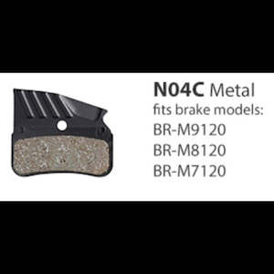 Brake Pads: Shimano BR-M9120/ M8120 4-Piston Disc Brake Pads w/Fin N04C Metal 1 Pair