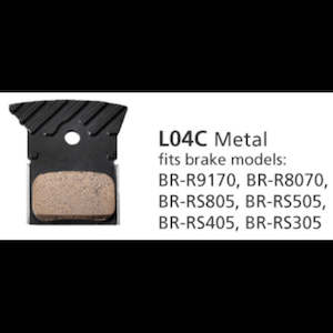 Brake Pads: Shimano Road Disc Brake Pads Finned L04C Metal 1 Pair
