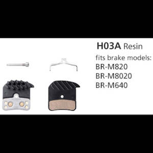 Brake Pads: Shimano H03A 4-Piston Resin Disc Brake Pads w/Fin