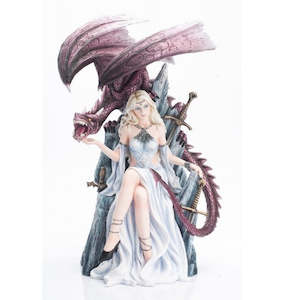 Resin Figurines: Queen on throne with dragon