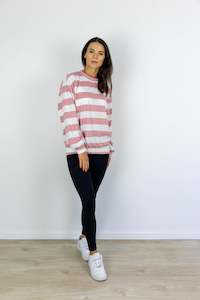 Womens Longsleeves: COASTAL STRIPE LONGSLEEVE PINK
