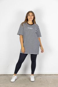 Womens Tshirts: BEN STRIPE TEE BLACK