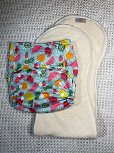 Velcro Osfm Nappies: Velcro OSFM Pocket Nappy - VH267A with Double Hourglass Insert COMBO