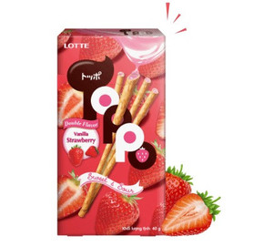 Products: Lotte Toppo Double Flavour Vanilla/Strawberry Stick 40g Chow's Mart