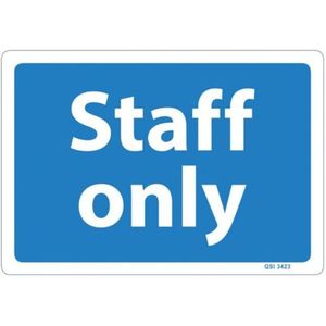 Staff Only Sign 120mm X 340mm