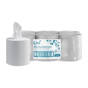 Consumables: Livi 3456 Essentials Centrefeed White 2 Ply Paper Towel Roll 180m X 23cm X 6s