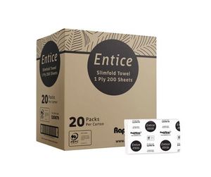 Consumables: Rapidclean Entice Slimfold 1 Ply Paper Towel 200s X 20