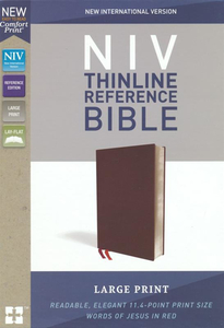 Niv: NIV Bible Thinline Reference Large Print Leather Burgundy Red Letter Edition Comfort Print by Zondervan. Christian Resource Centre