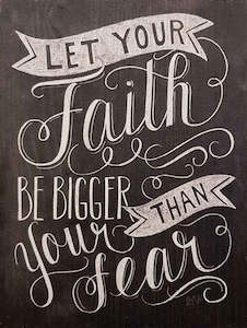 Products: Let Your Faith Be Bigger Than Your Fear Word Art (approx. 26x 19.5 x 3cm)