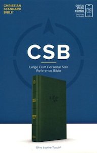 Bibles: CSB Large Print Personal Size Reference Bible Digital Study Edition olive leathertouch 11.25 point font