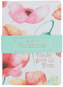 Books On Sale: Never Give Up Coral Poppies Notebook Set. Set of 2 Notebooks