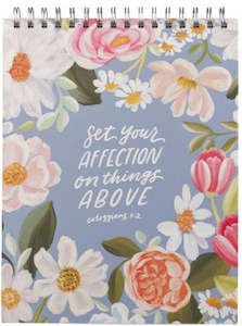 Things Above Blue Floral Spiral Notepad - Colossians 3:2