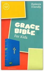 CSB Grace Bible for Kids Dyslexia Friendly blue leathertouch 11 point font Ages 7+