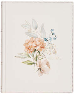 KJV Note-taking Bible Large Print White Floral Faux Leather Hardcover 10.8 point font