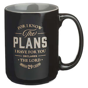 Men: Plans Black Ceramic Coffee Mug - Jeremiah 29:11 *THIS CERAMIC MUG IS NOT AVAILABLE TO BE SENT ON IT’S OWN – We are able to ship with combined orders of $100 or more.*