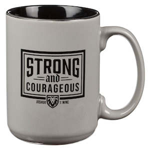 Strong and Courageous Dad Gray Ceramic Coffee Mug - Joshua 1:9 *THIS CERAMIC MUG&hellip;