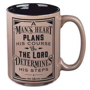 Mans Heart Brown Ceramic Mug Proverbs 16:9 *THIS CERAMIC MUG IS NOT AVAILABLE TO&hellip;