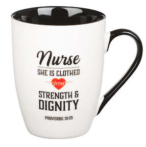 Women: Strength and Dignity Nurse Coffee Ceramic Mug - Proverbs 31:25 *THIS CERAMIC MUG IS NOT AVAILABLE TO BE SENT ON IT’S OWN – We are able to ship with combined orders of $100 or more.*
