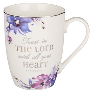Trust in the Lord Purple Floral Ceramic Coffee Mug - Proverbs 3:5 *THIS CERAMIC &hellip;