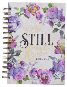 Be Still and Know Purple Wreath Spiral Journal - Psalm 46:10