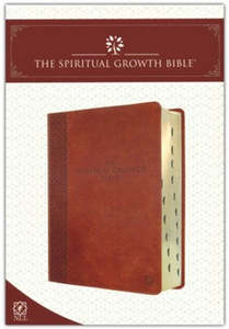 NLT Spiritual Growth Bible Saddle Tan Faux Leather 9 point font