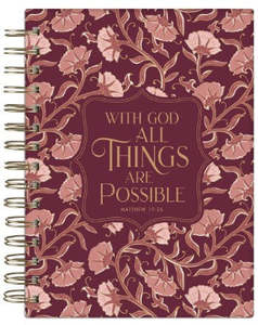Things Are Possible Burgundy Blush Spiral Journal - Matthew 19:26