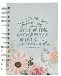 Let the Power, Love, and a Sound Mind Mint Floral Spiral Journal – 2 Timothy 1:7