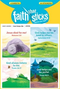 Children: Stickers: God Helps Me Go Bible. 6 sheets 24 Stickers