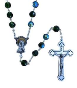 Rosary: Glass Green Aurora Borealis