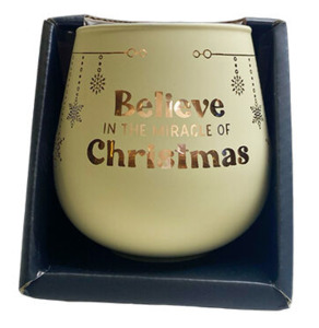 Gifts: Glass Candleholder Believe in the Miracle of Christmas 10cm