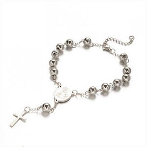 Rosary Bracelet - stainless steel - single decade - 8mm beads
