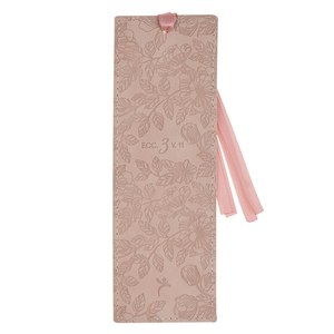 Gifts: Everything Beautiful Blush Floral Faux Leather Bookmark - Ecclesiastes 3:11