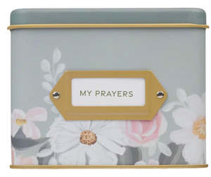 Mothers Day: He Restores My Soul Green Floral Garden Prayer Cards in a Tin - Psalm 23:3