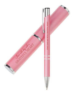 Pink Grateful Heart Stylish Pen and Case Gift Set
