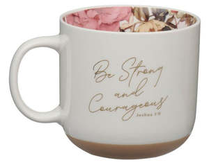 Be Strong and Courageous Pink Dahlia Ceramic Coffee Mug - Joshua 1:9 *THIS CERAM&hellip;
