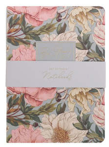 Gift Books: Strong and Courageous Delicate Pink Dahlia Notebook Set - Joshua 1:9