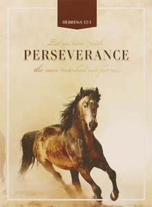 Perseverance Brown Stallion Medium Notebook - Hebrews 12:1