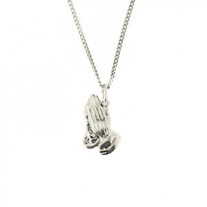 Praying Hands Silver plated Necklace Pendant on chain