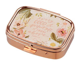 Every Good and Perfect Gift Rose Gold Pill Case - James 1:17