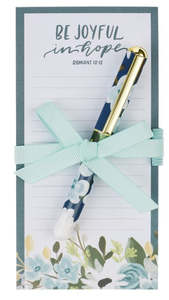 Women: Be Joyful in Hope Magnetic Notepad and Pen Gift Set - Romans 12:12